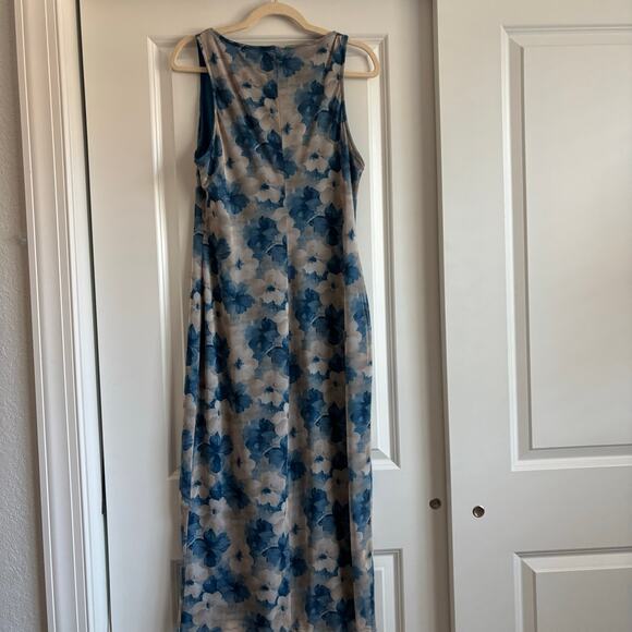VTG Bebe Blue Floral Mesh Maxi Dress Slim Fit 90s Grunge Fairycore Bodycon Sz M - Picture 7 of 11